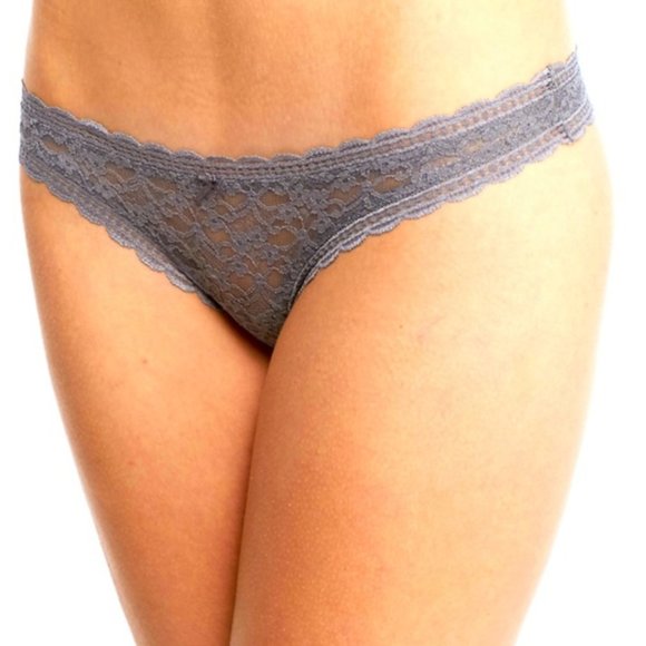 NWT Free People Dark Grey Lace Thong Panties Underwear Medium 8-10 - Picture 3 of 7